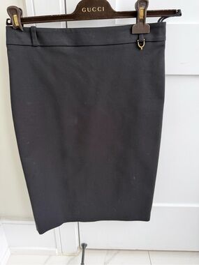 Gucci Black Pencil Skirt with Gold Horsebit Hardware